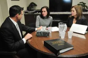 Wrongful death lawyers meeting with grieving family in Cranberry Township.