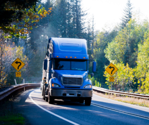 18 wheeler driving down the road