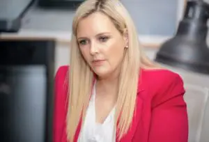 Pittsburgh workers' compensation lawyer working at her computer