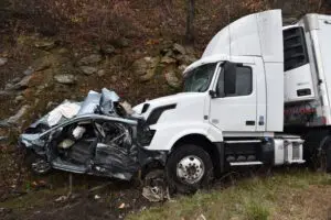 The scene of a truck accident with injuries