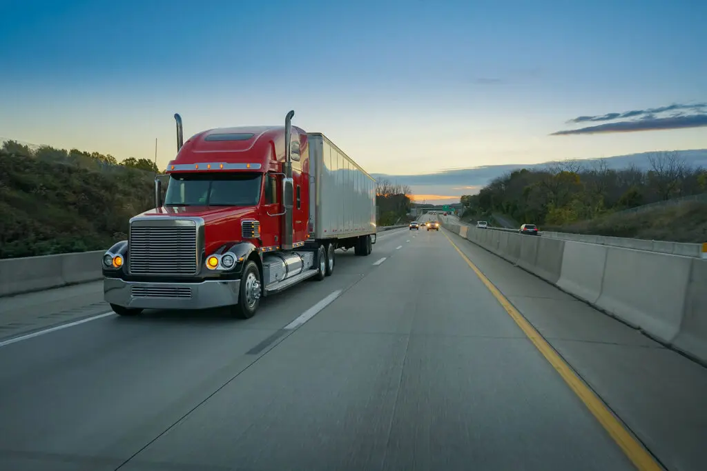 A truck driving down the highway in Wilkes-Barre