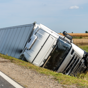 What percentage of work zone related accidents involve large trucks?