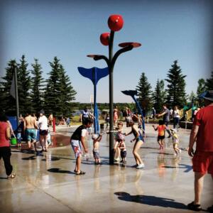 Splash pad with kids playing