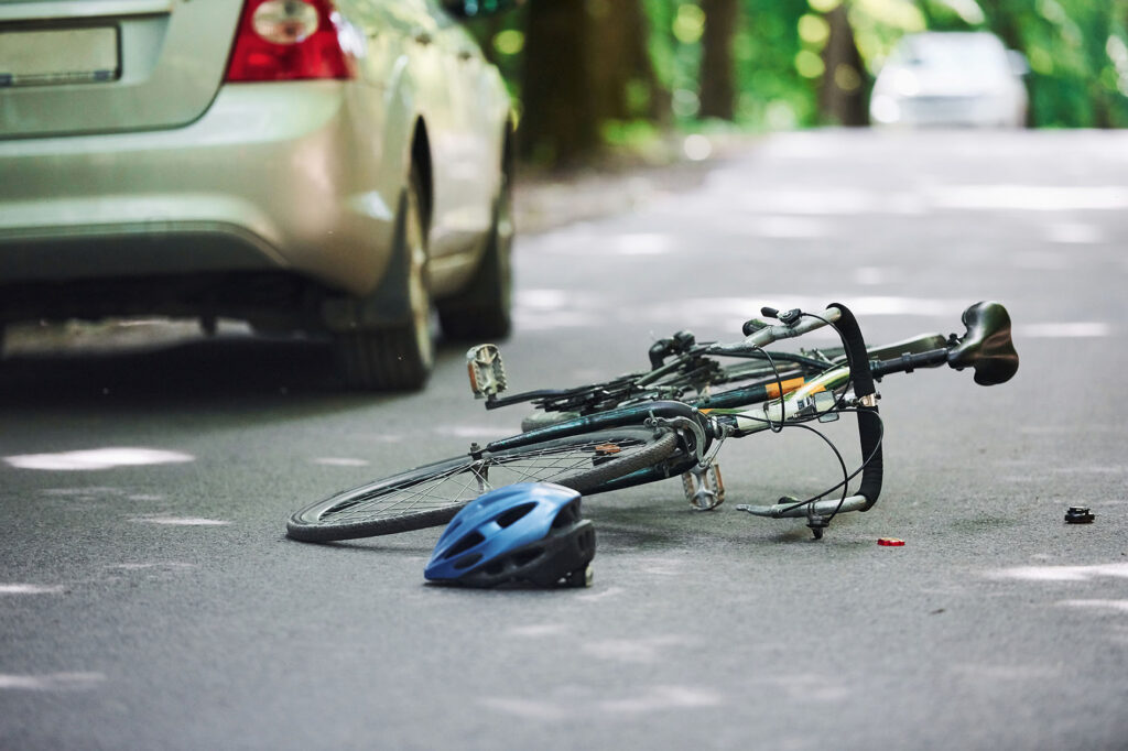Bicycle on the side of the road after an accident