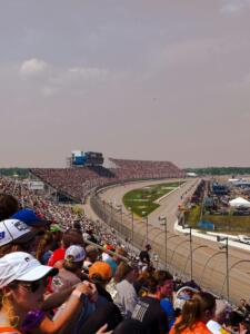 NASCAR spectators in a grandstand 