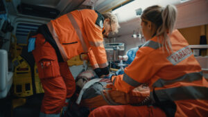 paramedics working on a catastrophic injury patient