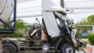 Truck cabin crushed in an accident