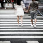 Pedestrians crossing a road in Wilkes-Barre, PA